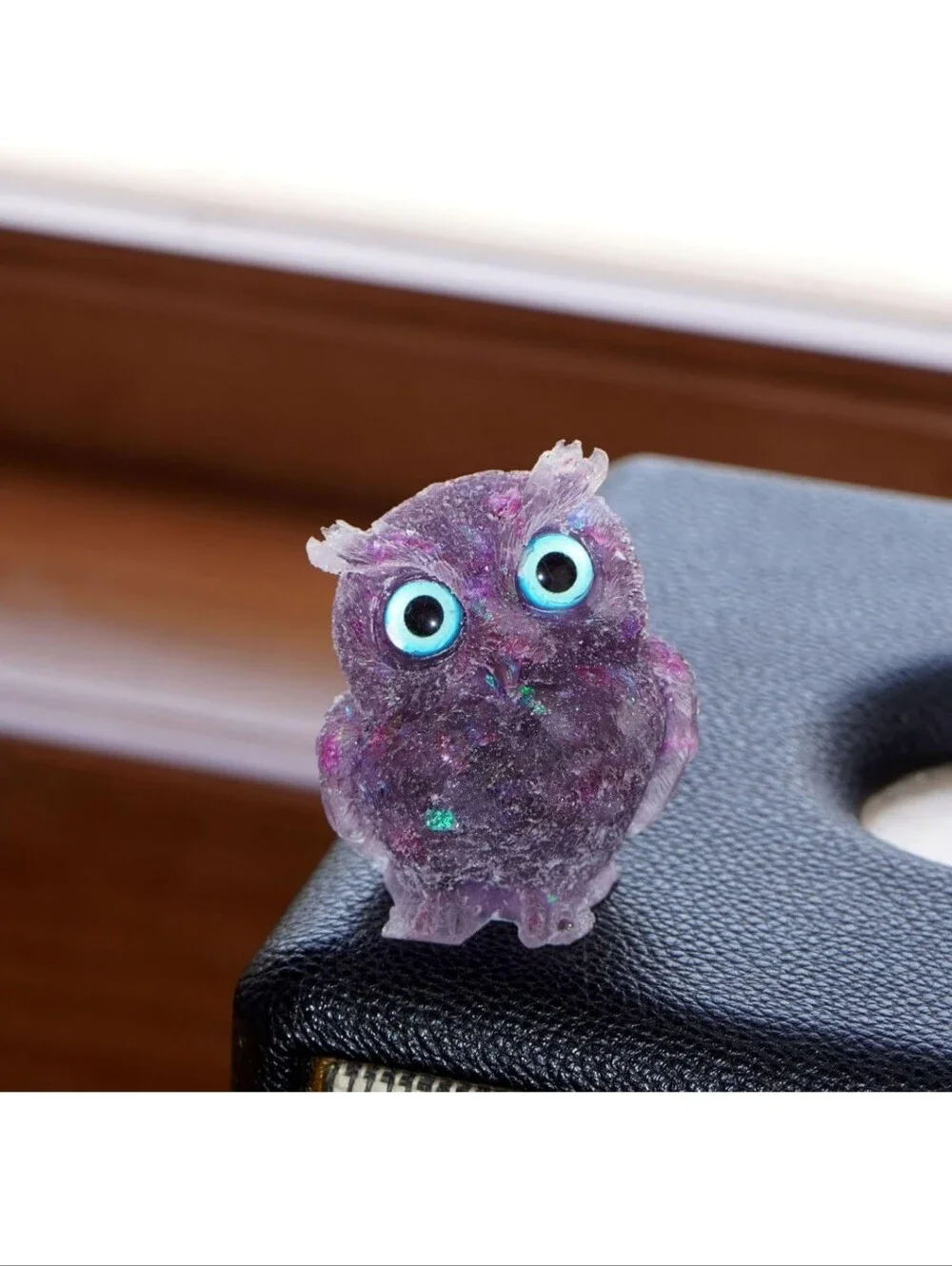 Purple Small Pet Owl Figurine - Decorative Small Pets Accessory